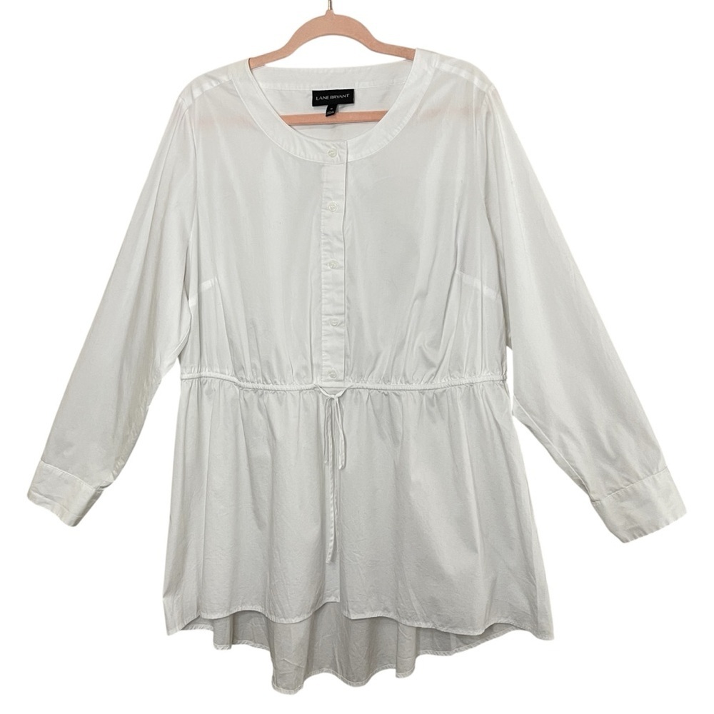 LANE BRYANT 1/2-Button-Front Tie-Waist Tunic Dress Shirt, Size 18